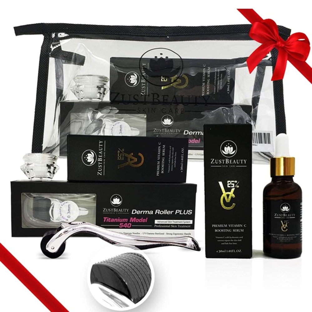 Derma Roller Kit W/ Organic Vitamin C Serum +More